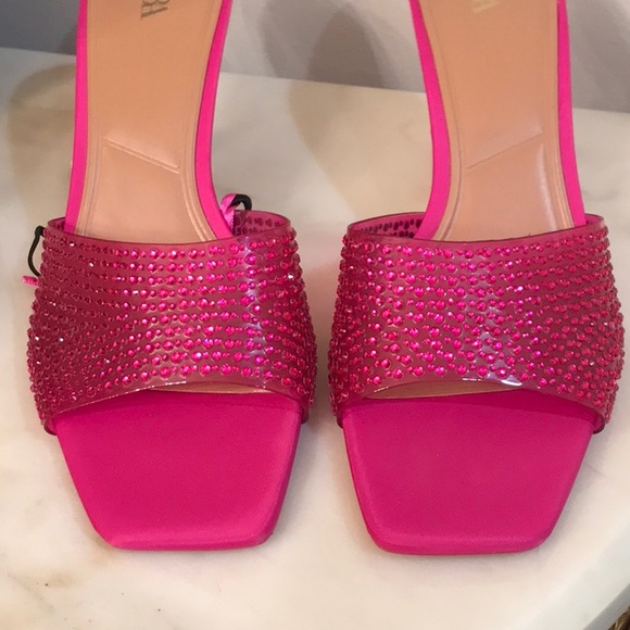 Zara SPARKLY VINYL PINK FUCHSIA SANDALS sz.8 - Picture 10 of 12